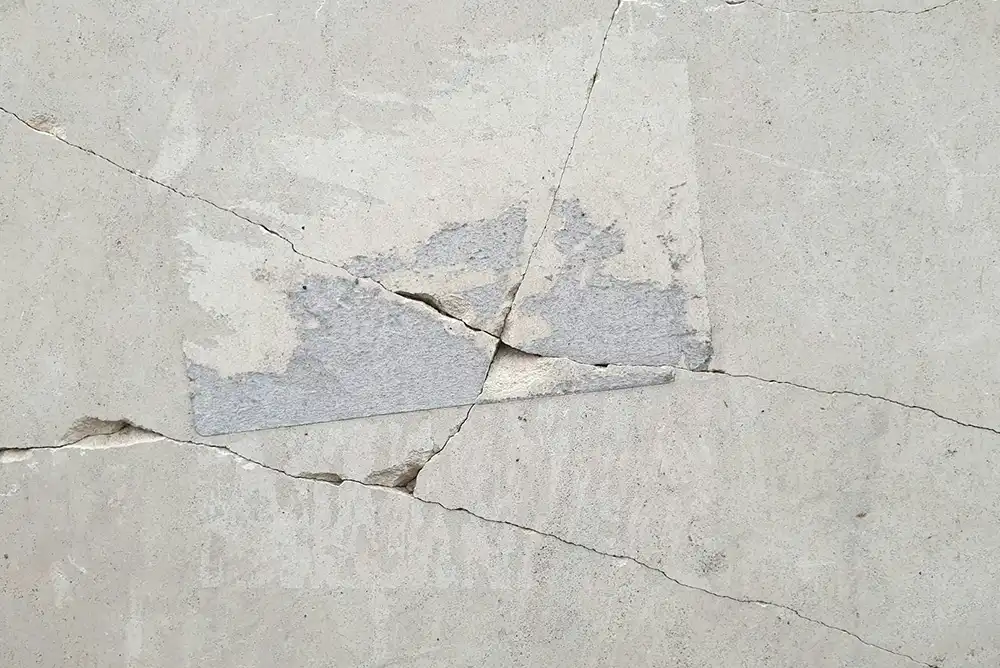 a slab of cracked concrete waste